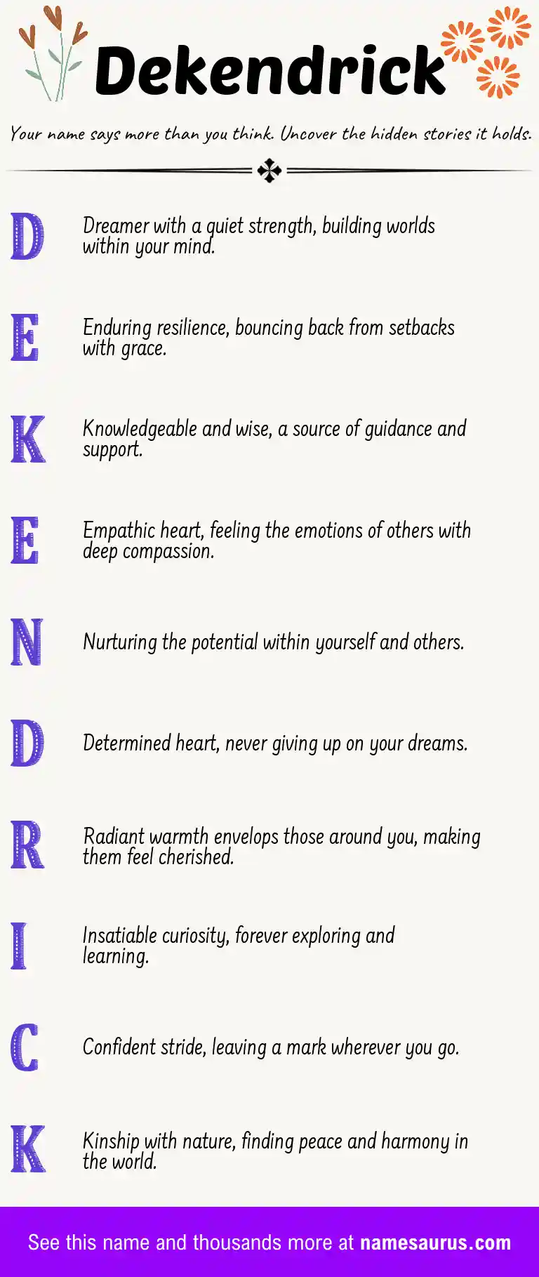 Acrostic poem about Dekendrick.