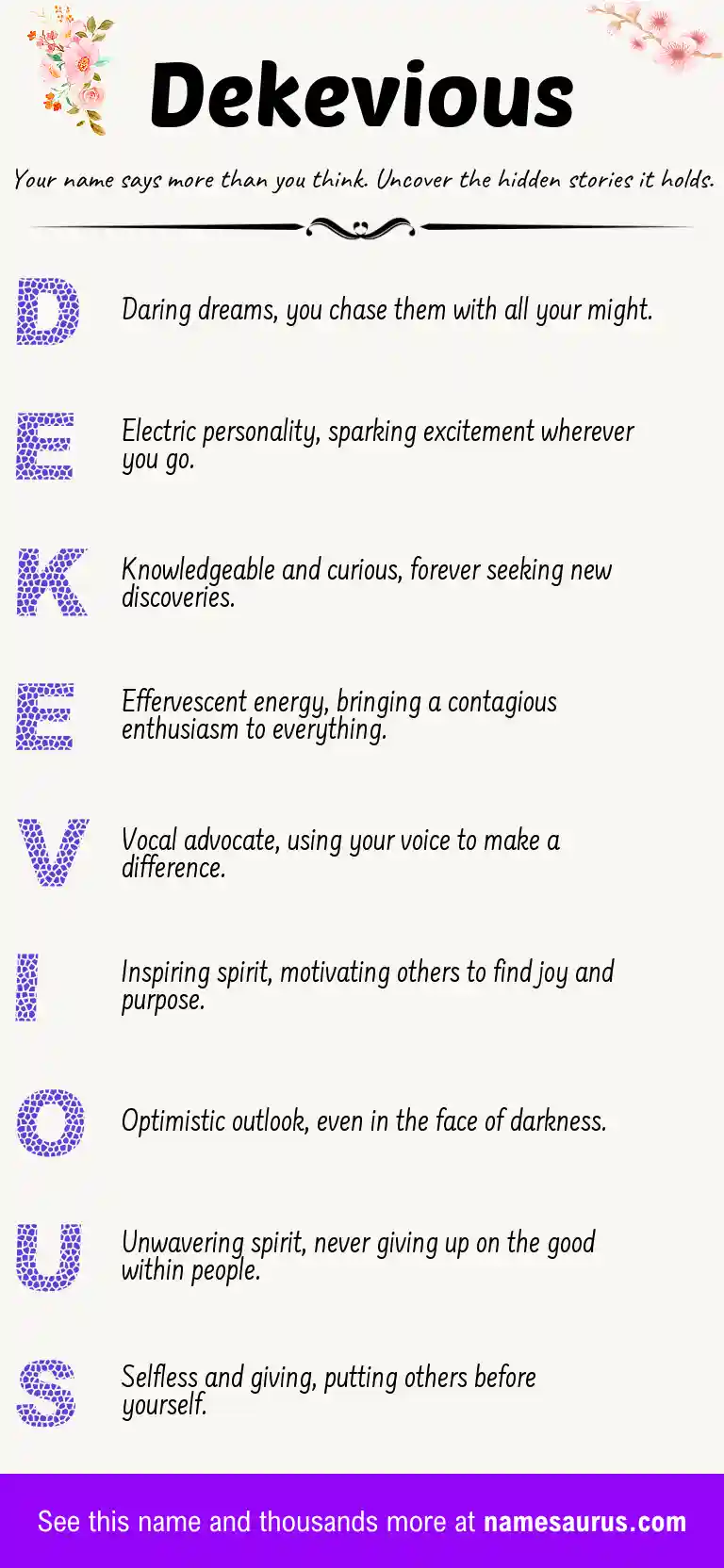 Acrostic poem about Dekevious.