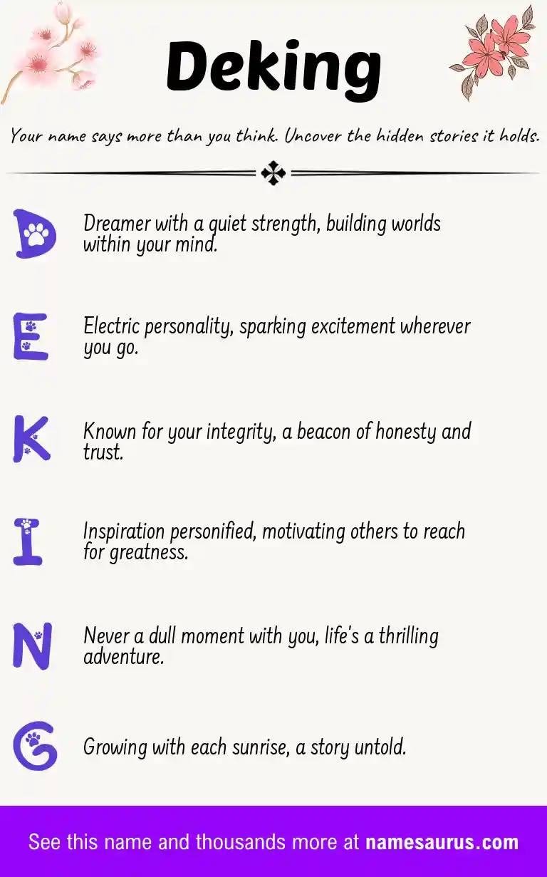 Acrostic poem about Deking.
