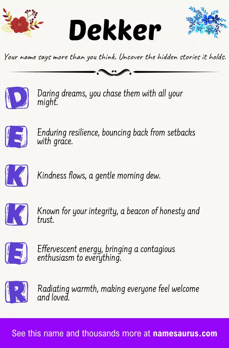 Acrostic poem about Dekker.