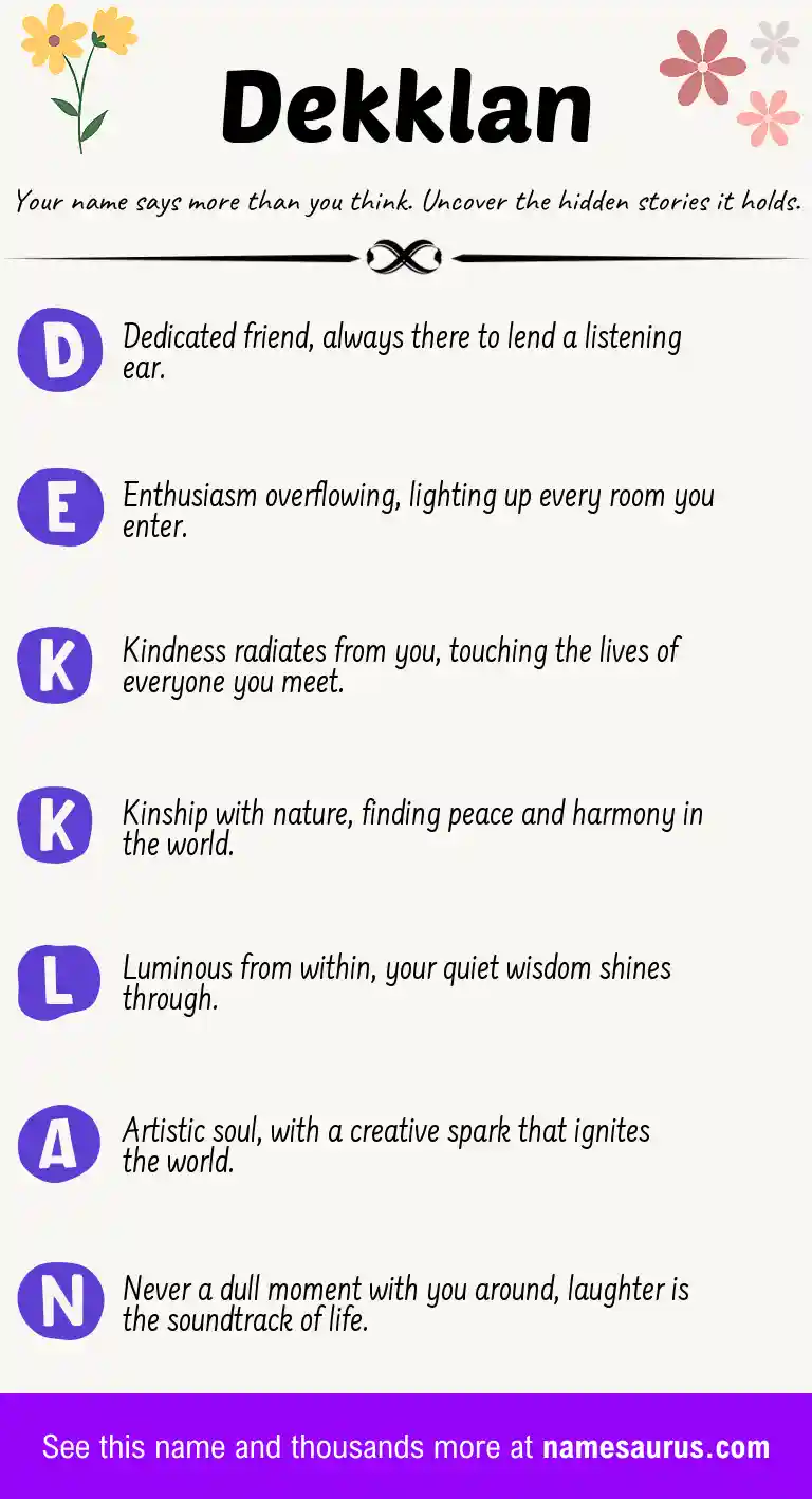 Acrostic poem about Dekklan.