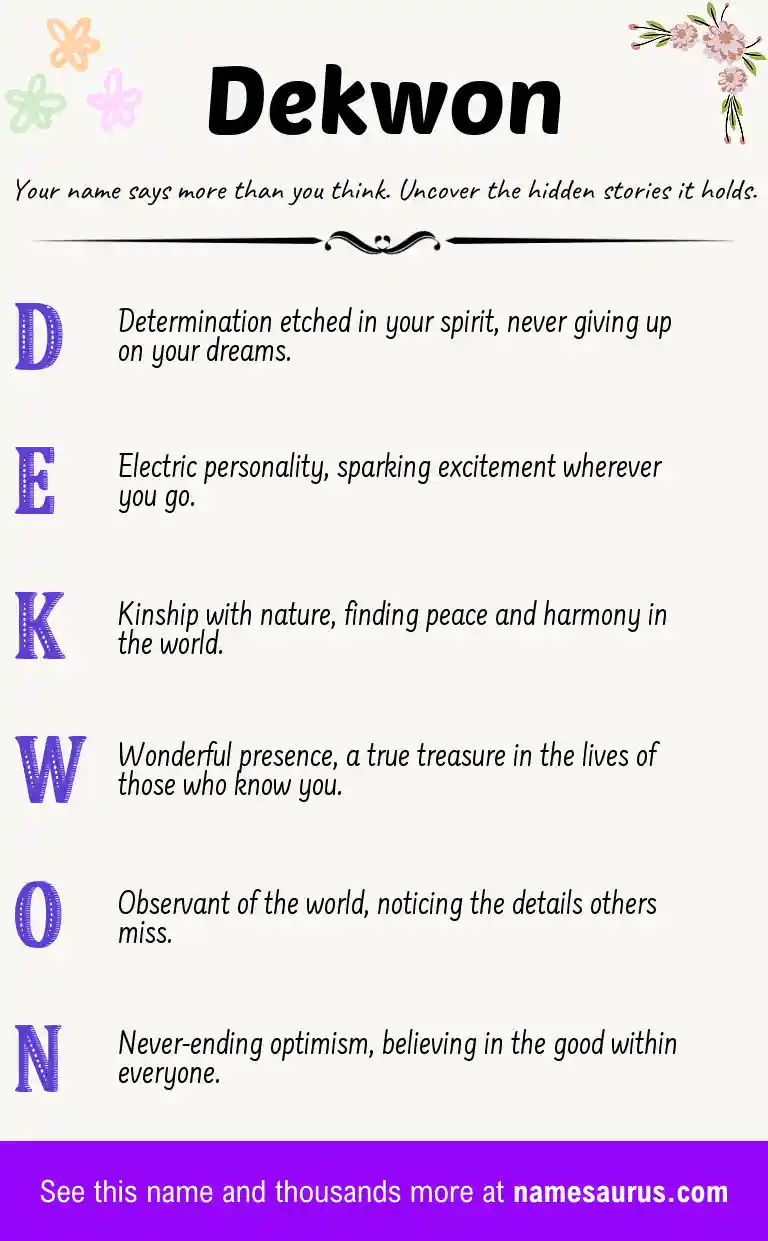 Acrostic poem about Dekwon.