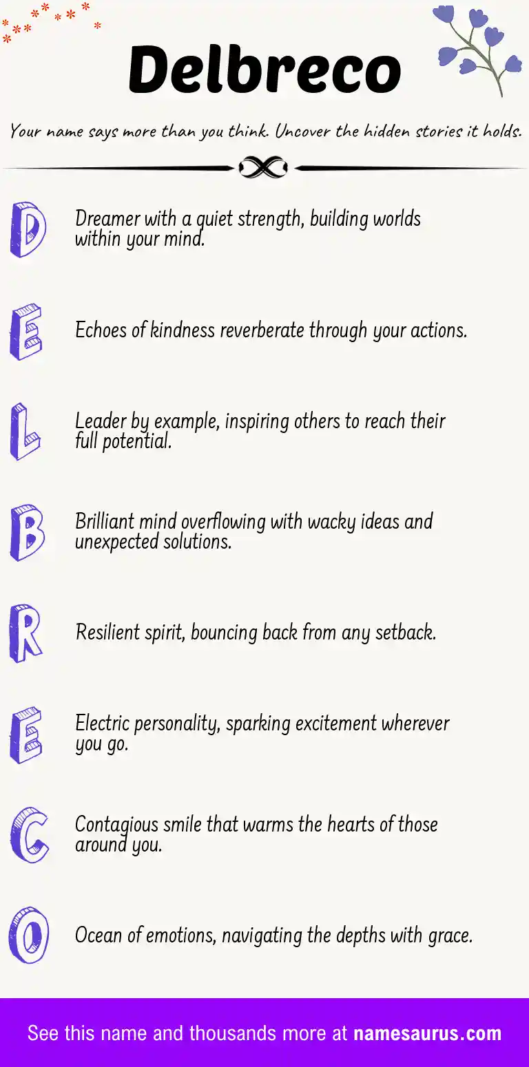 Acrostic poem about Delbreco.