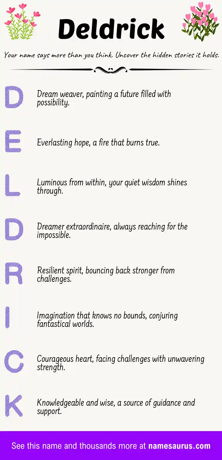 Acrostic poem about Deldrick.