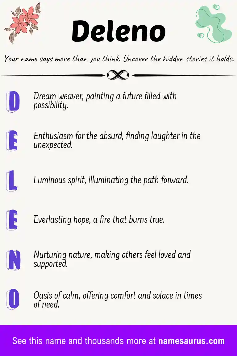 Acrostic poem about Deleno.