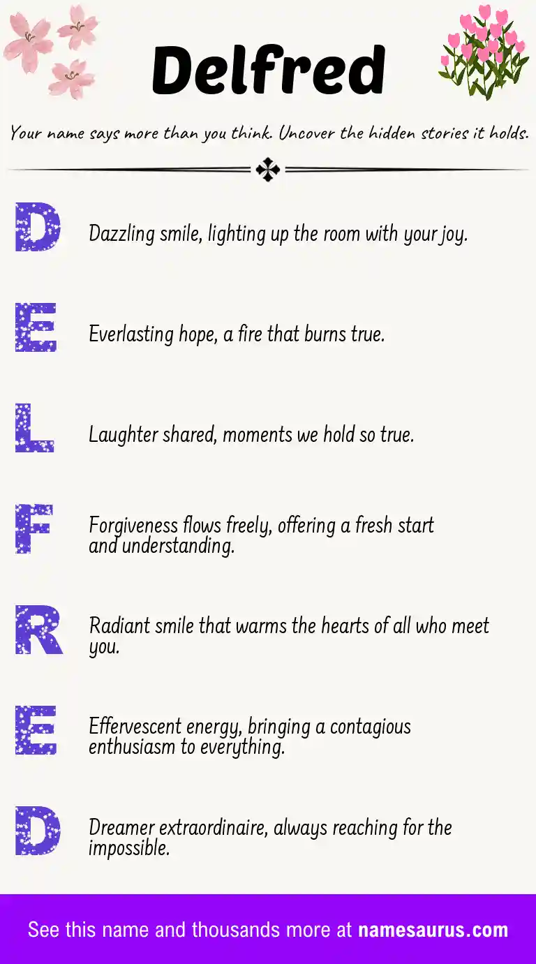 Acrostic poem about Delfred.