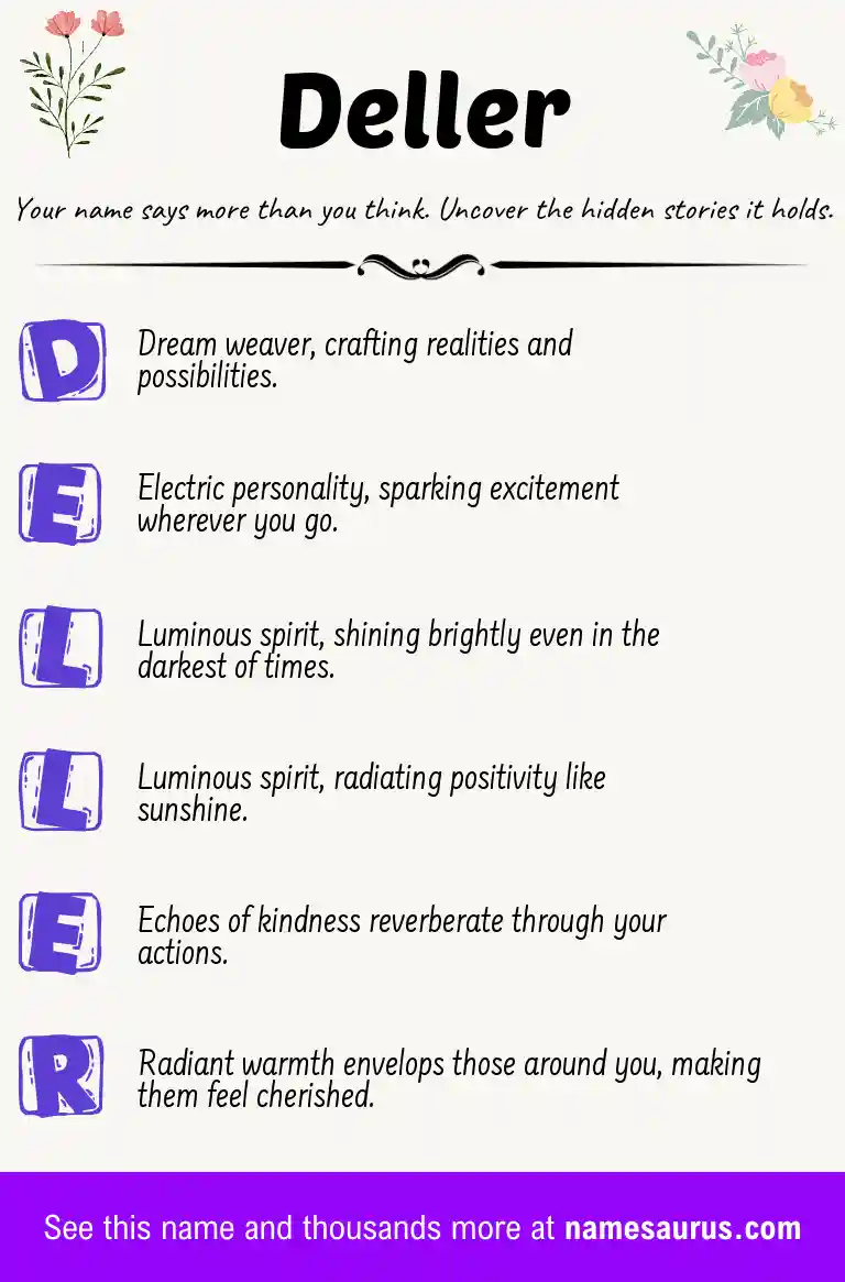 Acrostic poem about Deller.