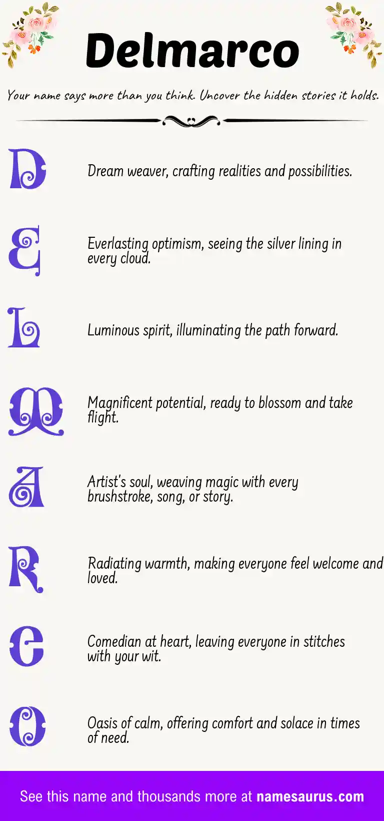 Acrostic poem about Delmarco.