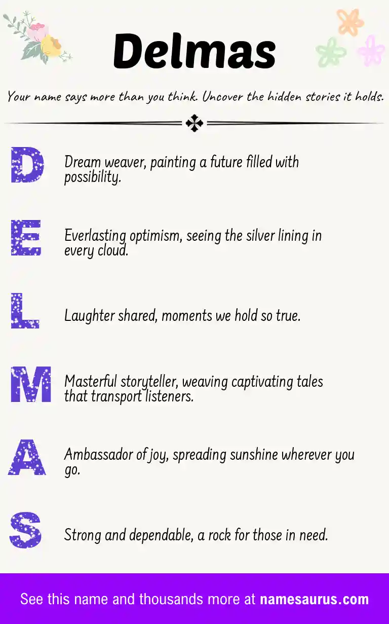 Acrostic poem about Delmas.