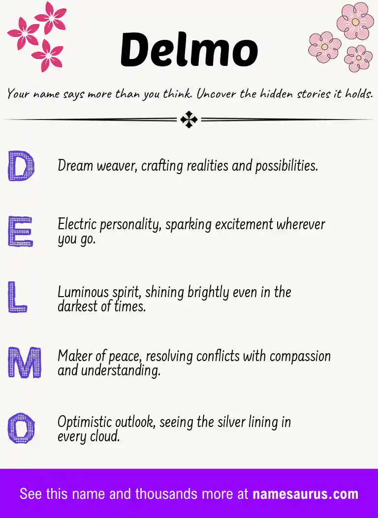 Acrostic poem about Delmo.