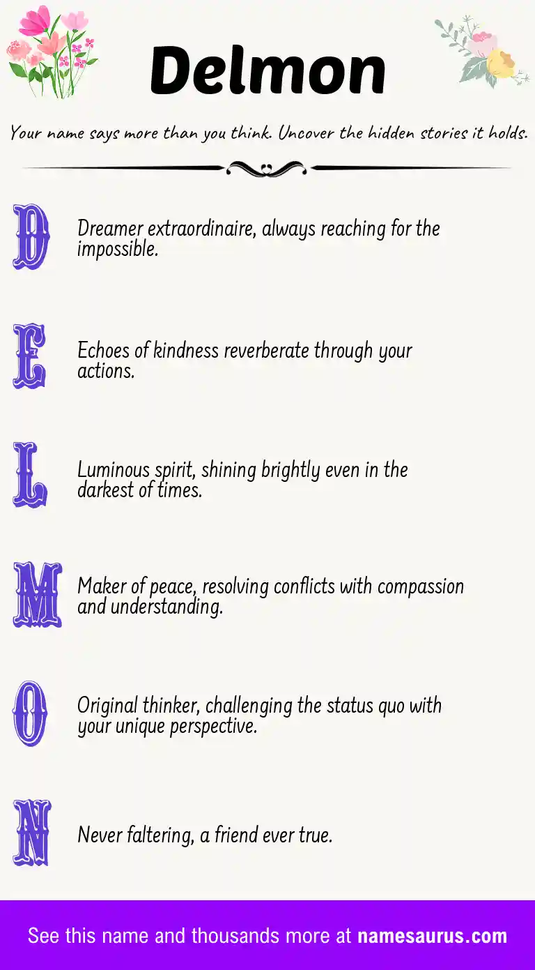 Acrostic poem about Delmon.