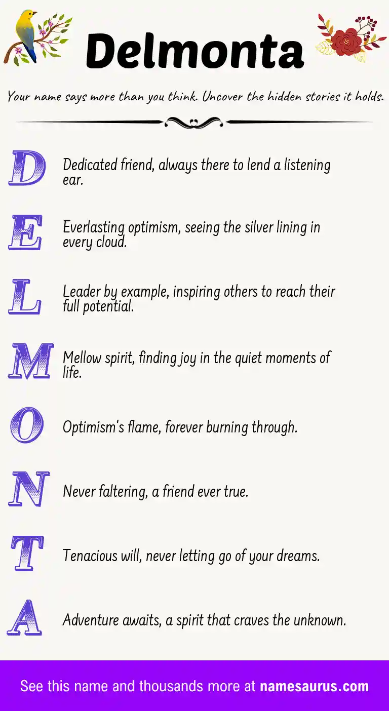 Acrostic poem about Delmonta.