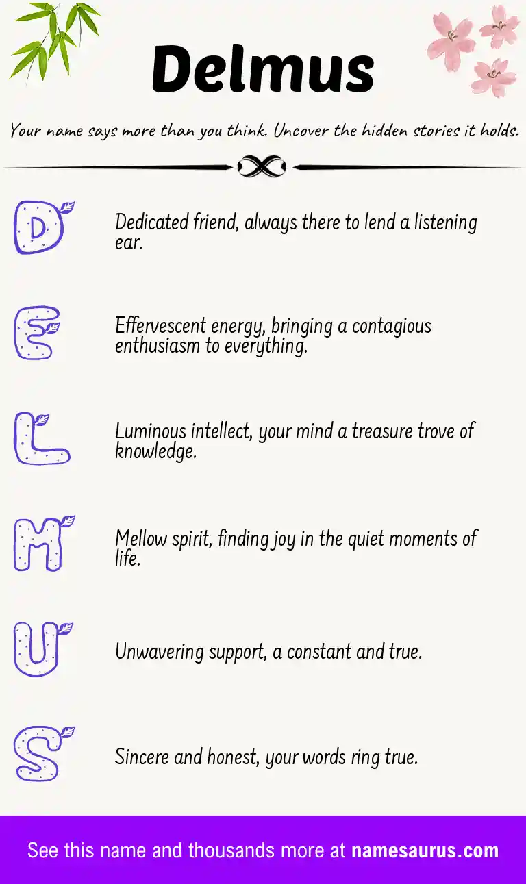 Acrostic poem about Delmus.