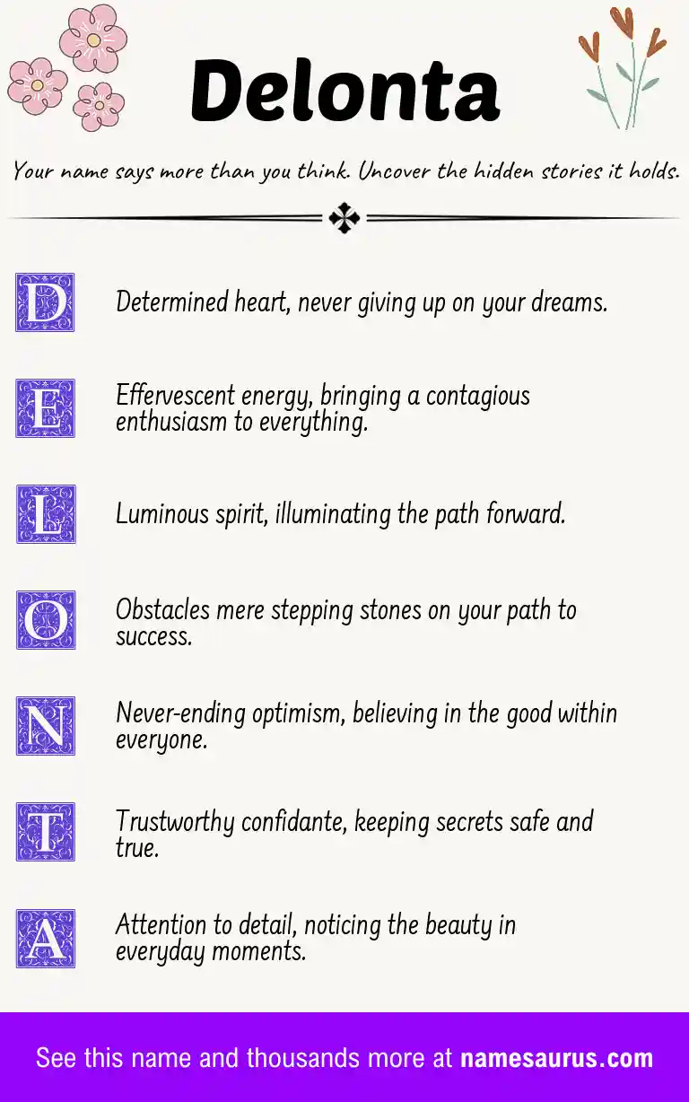 Acrostic poem about Delonta.