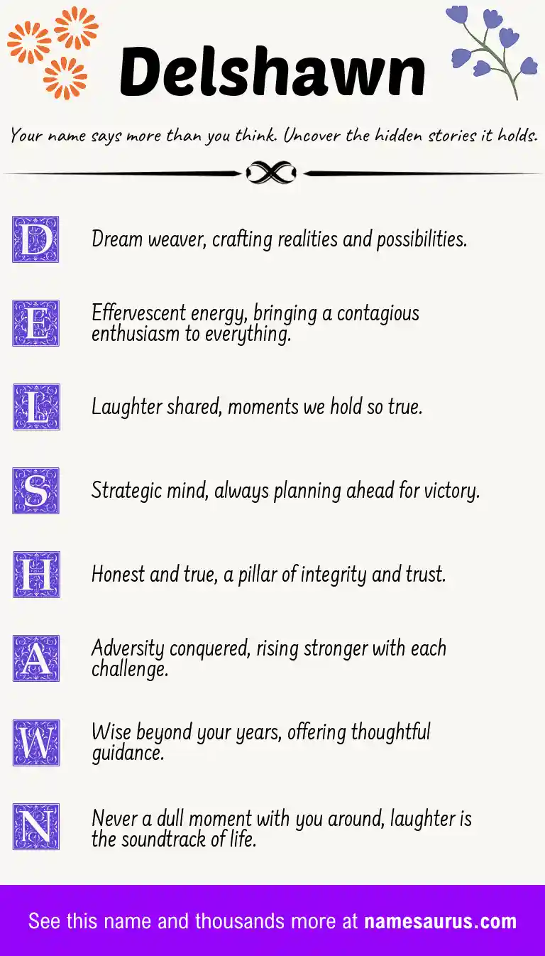 Acrostic poem about Delshawn.