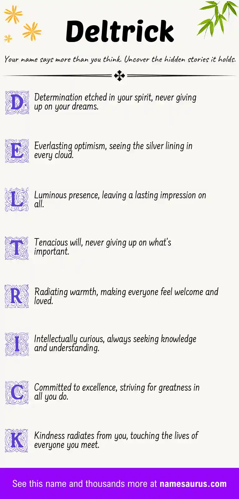 Acrostic poem about Deltrick.