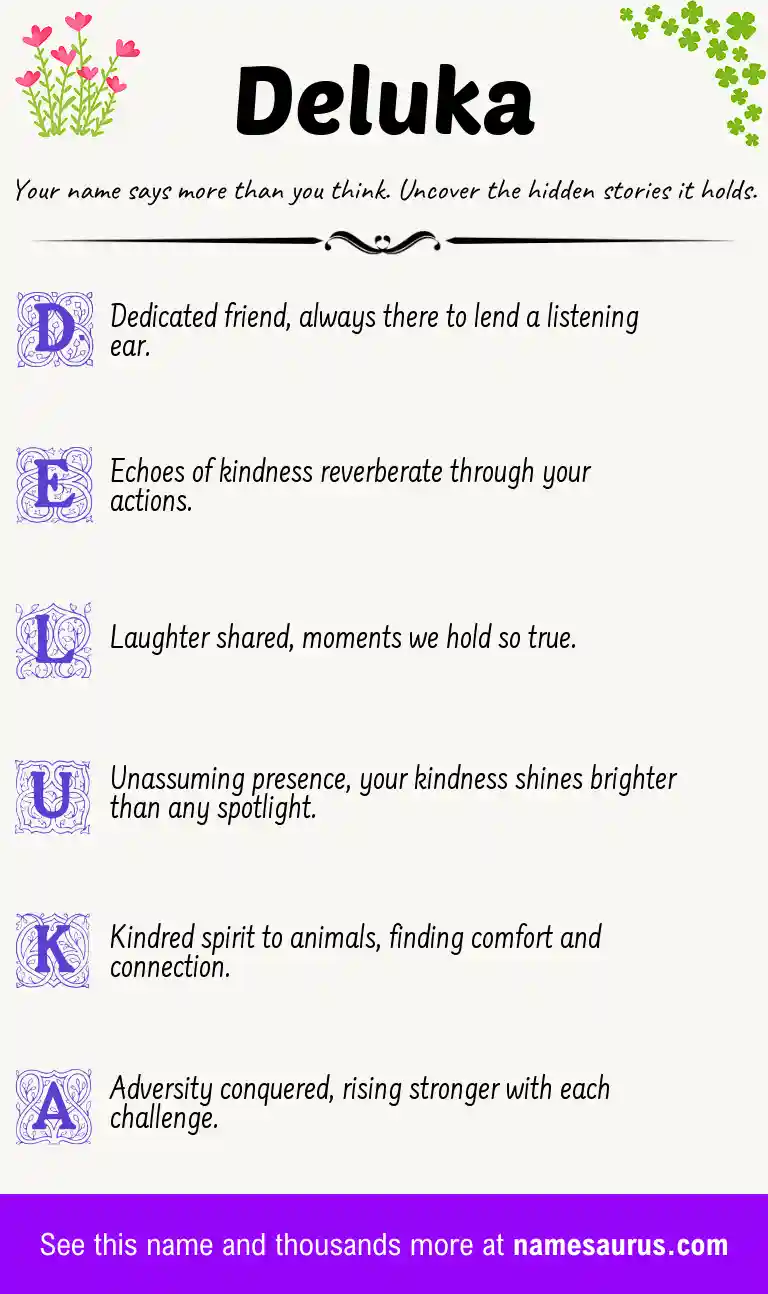 Acrostic poem about Deluka.