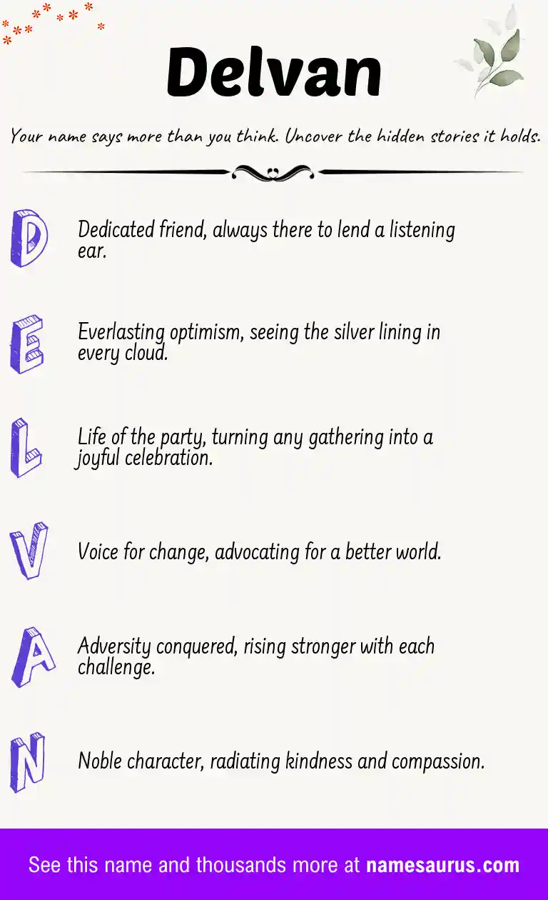 Acrostic poem about Delvan.