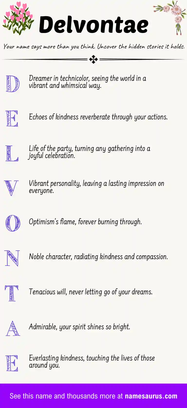 Acrostic poem about Delvontae.