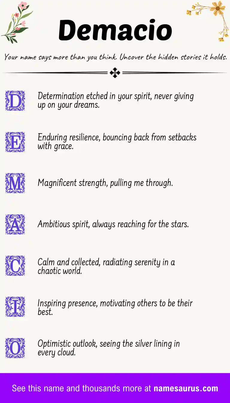 Acrostic poem about Demacio.