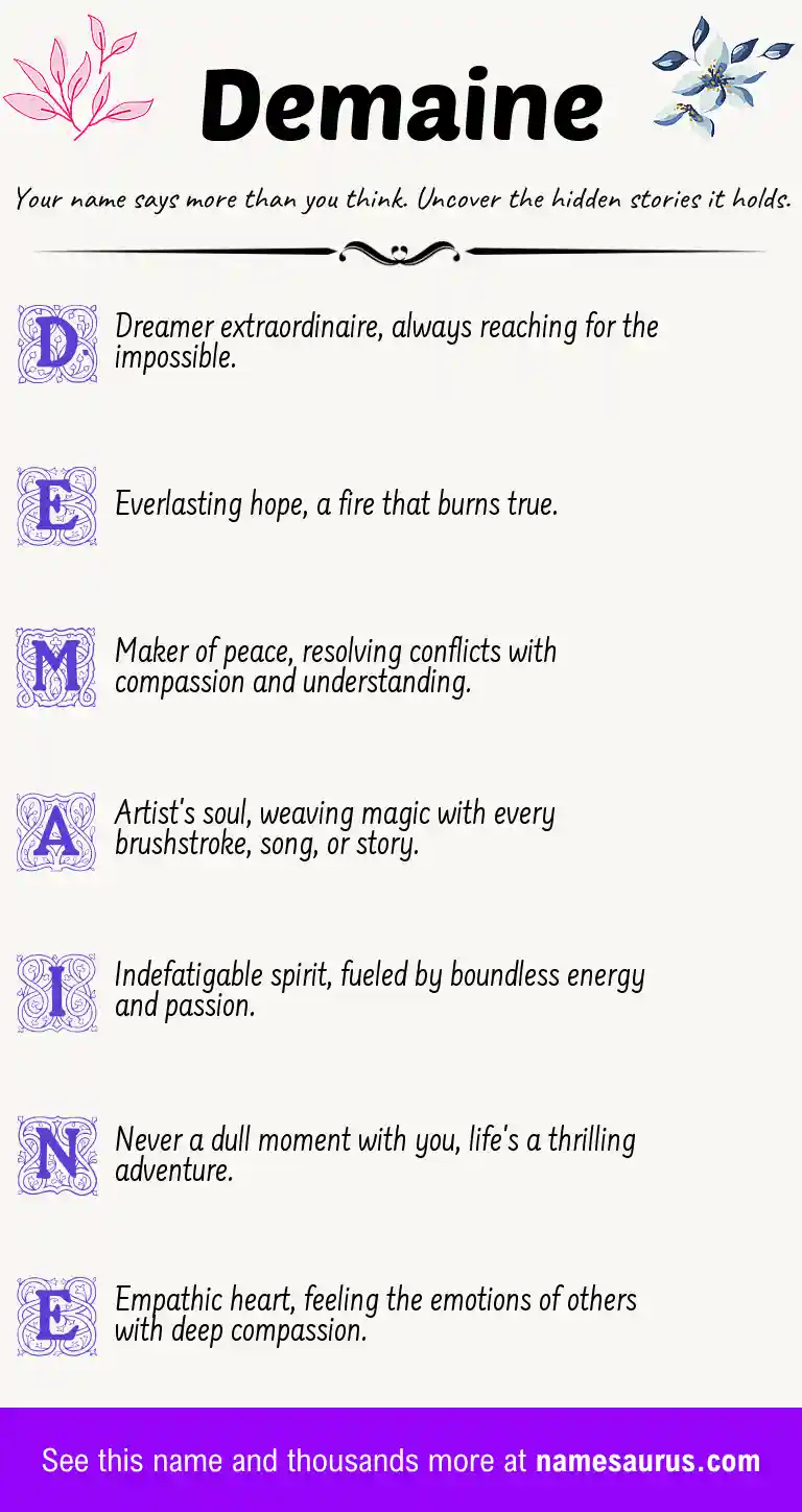 Acrostic poem about Demaine.