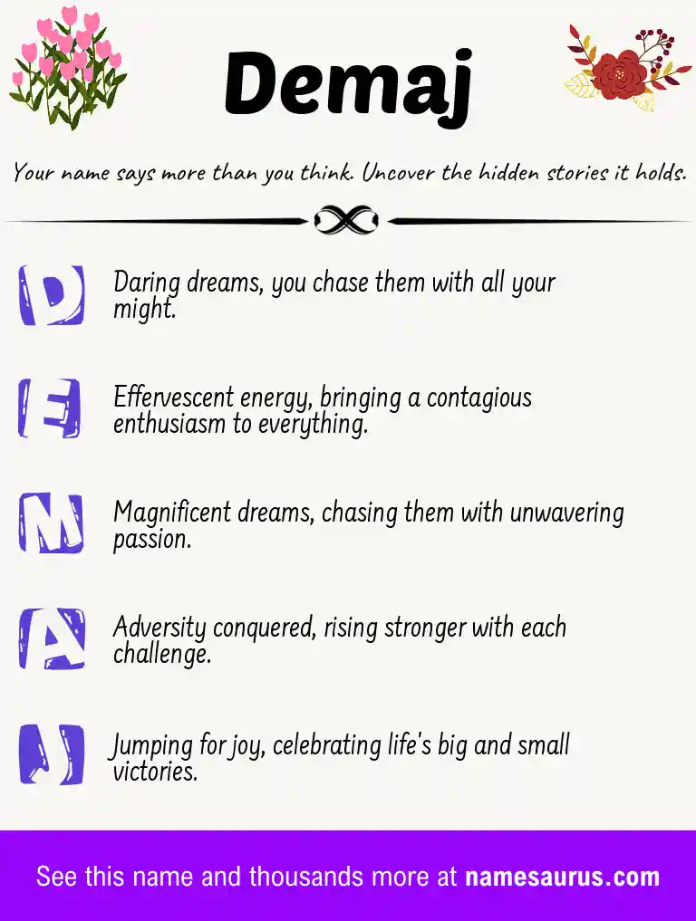 Acrostic poem about Demaj.