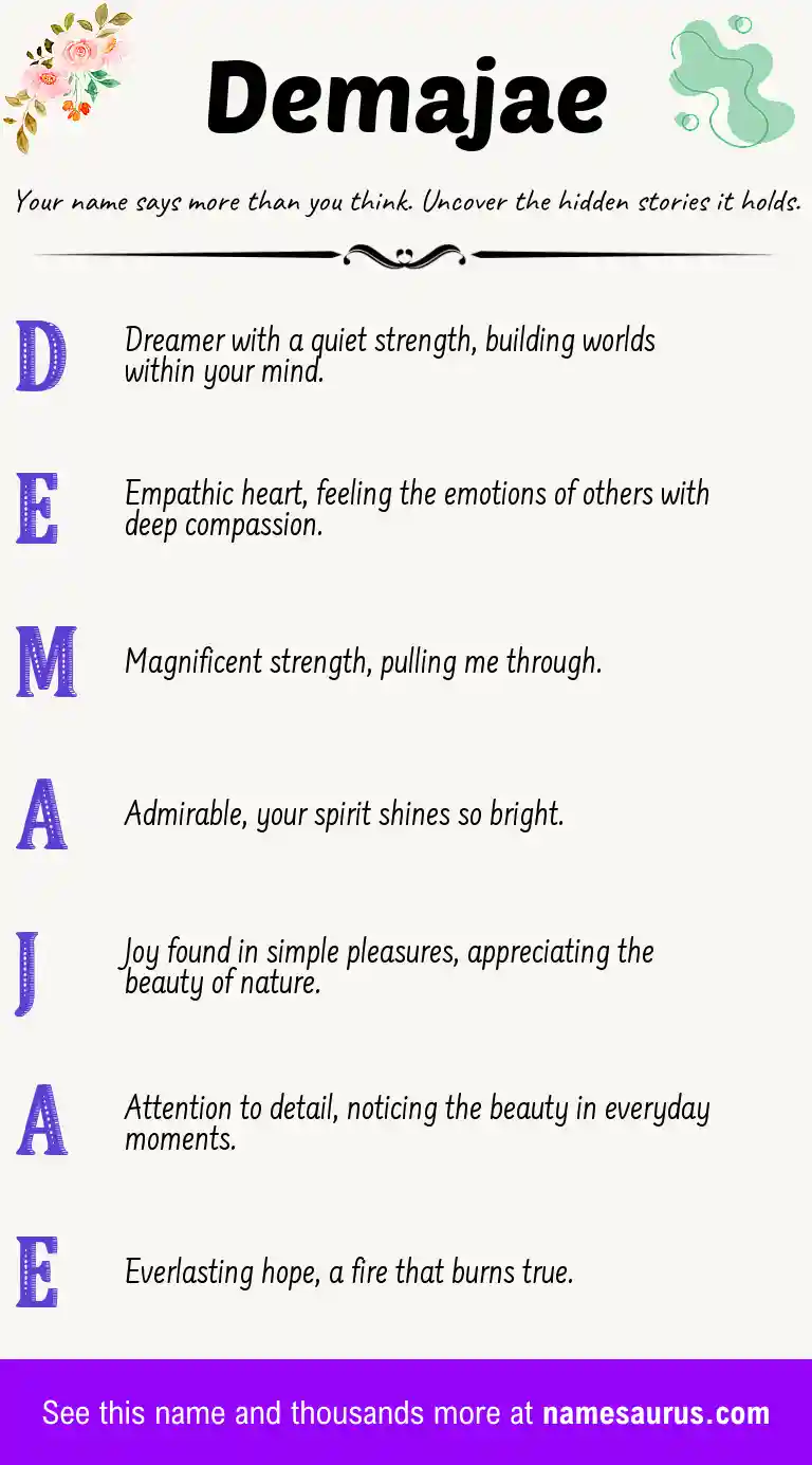 Acrostic poem about Demajae.