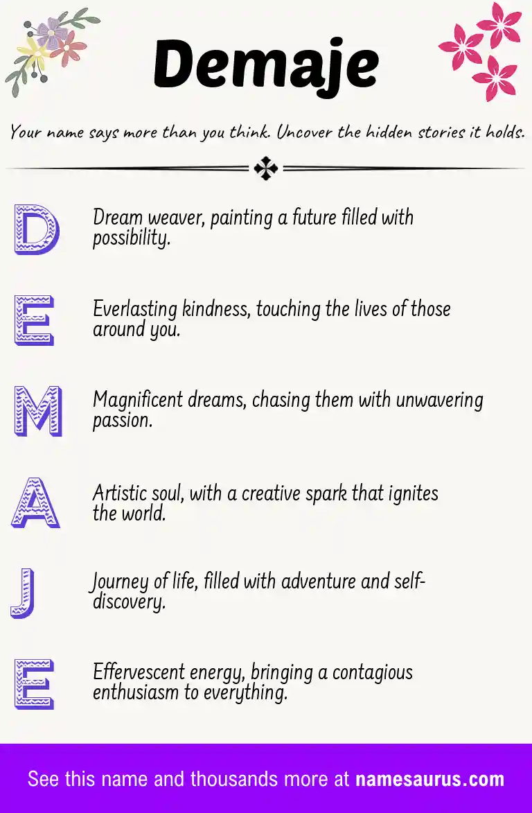 Acrostic poem about Demaje.