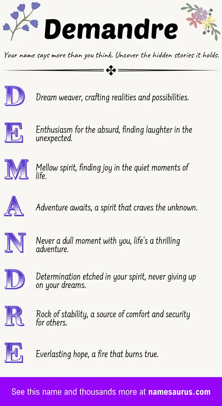 Acrostic poem about Demandre.