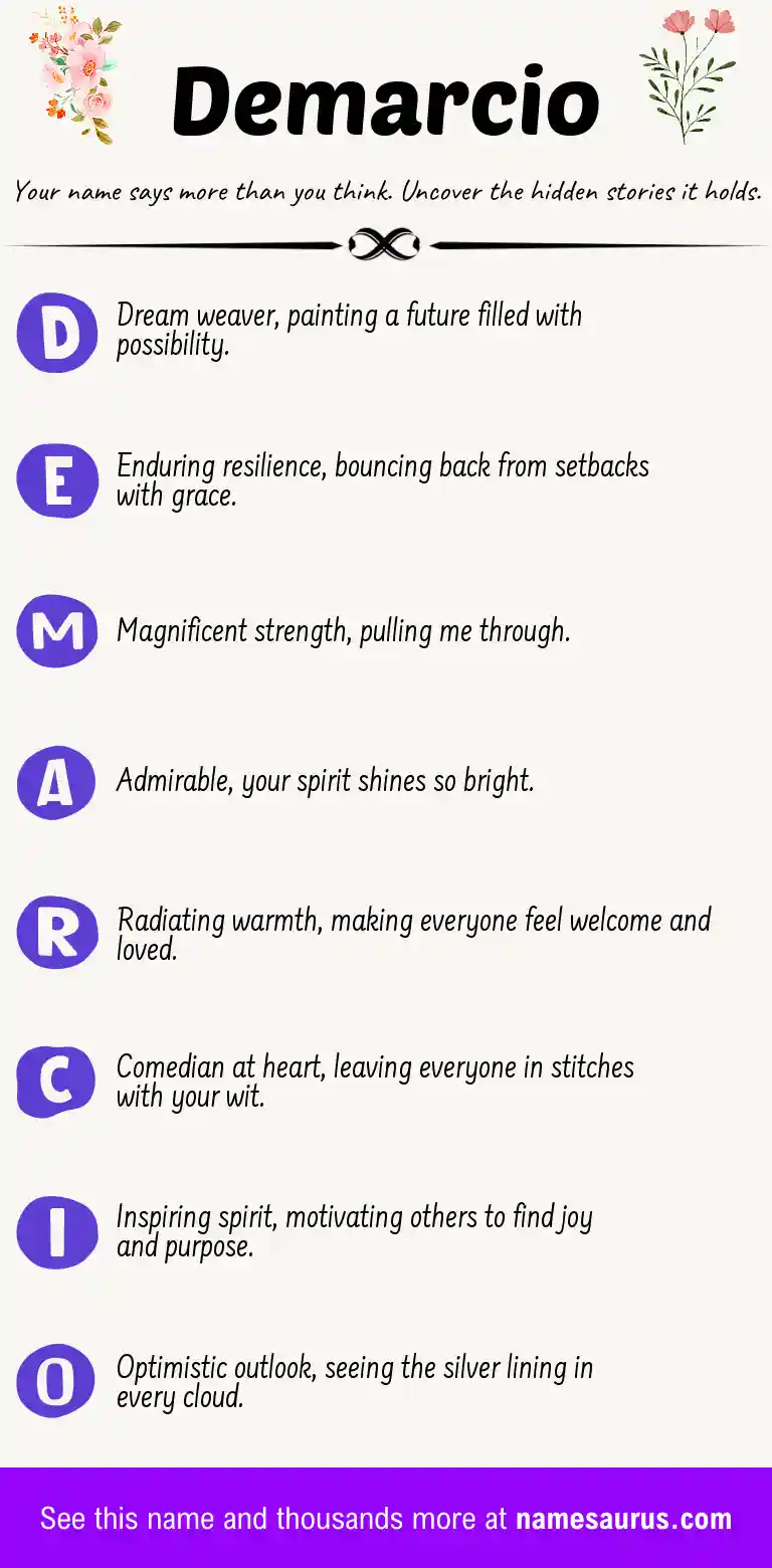Acrostic poem about Demarcio.