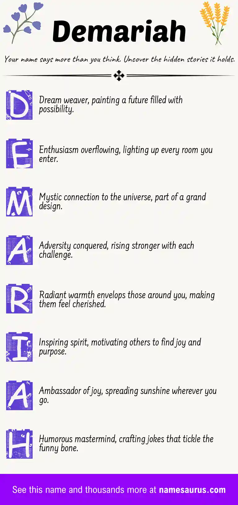 Acrostic poem about Demariah.
