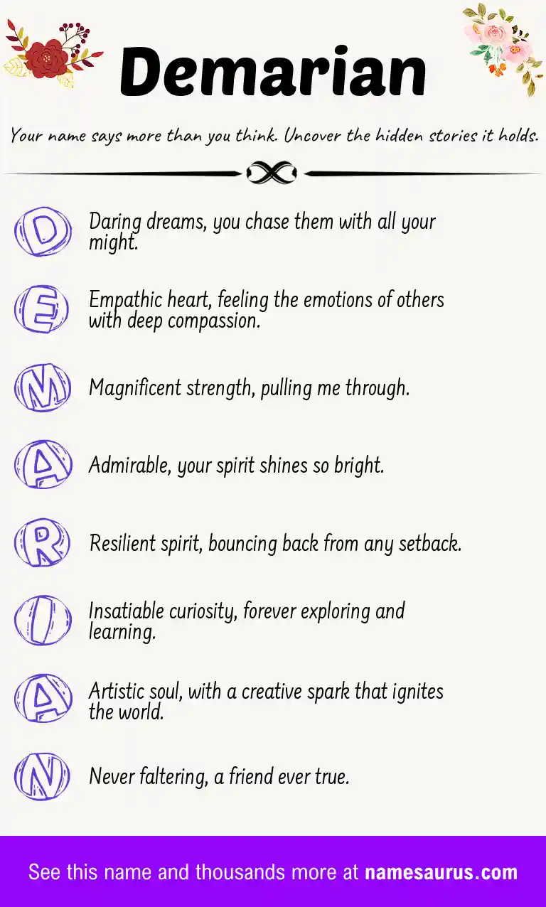 Acrostic poem about Demarian.