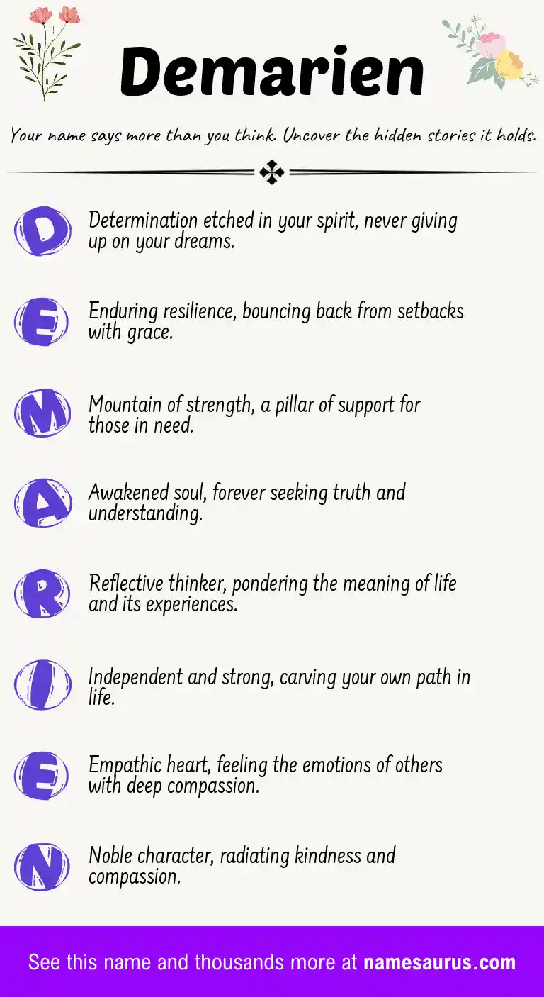 Acrostic poem about Demarien.