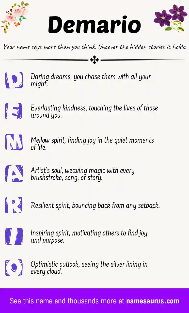 Acrostic poem about Demario.