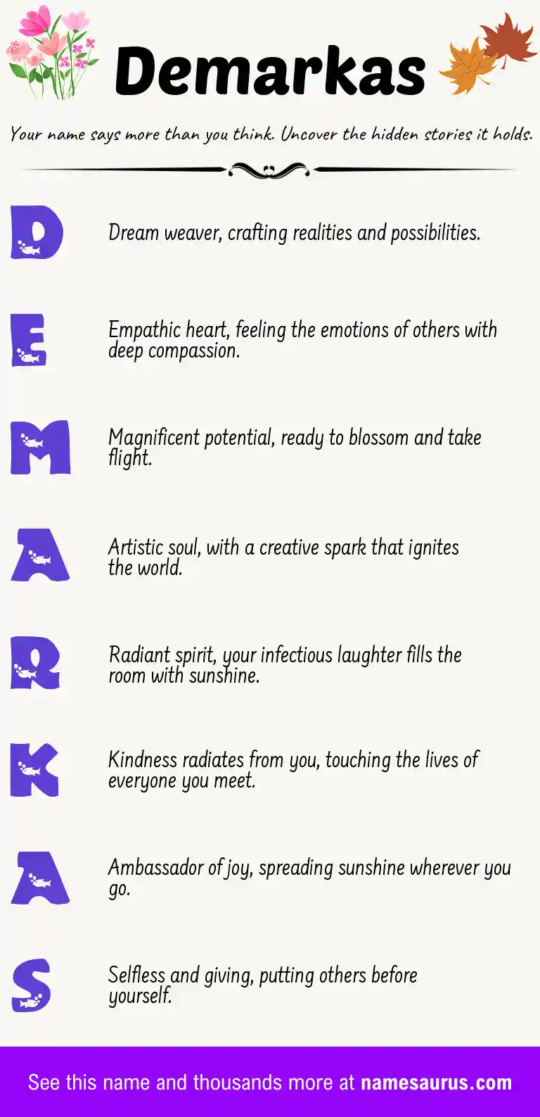Acrostic poem about Demarkas.