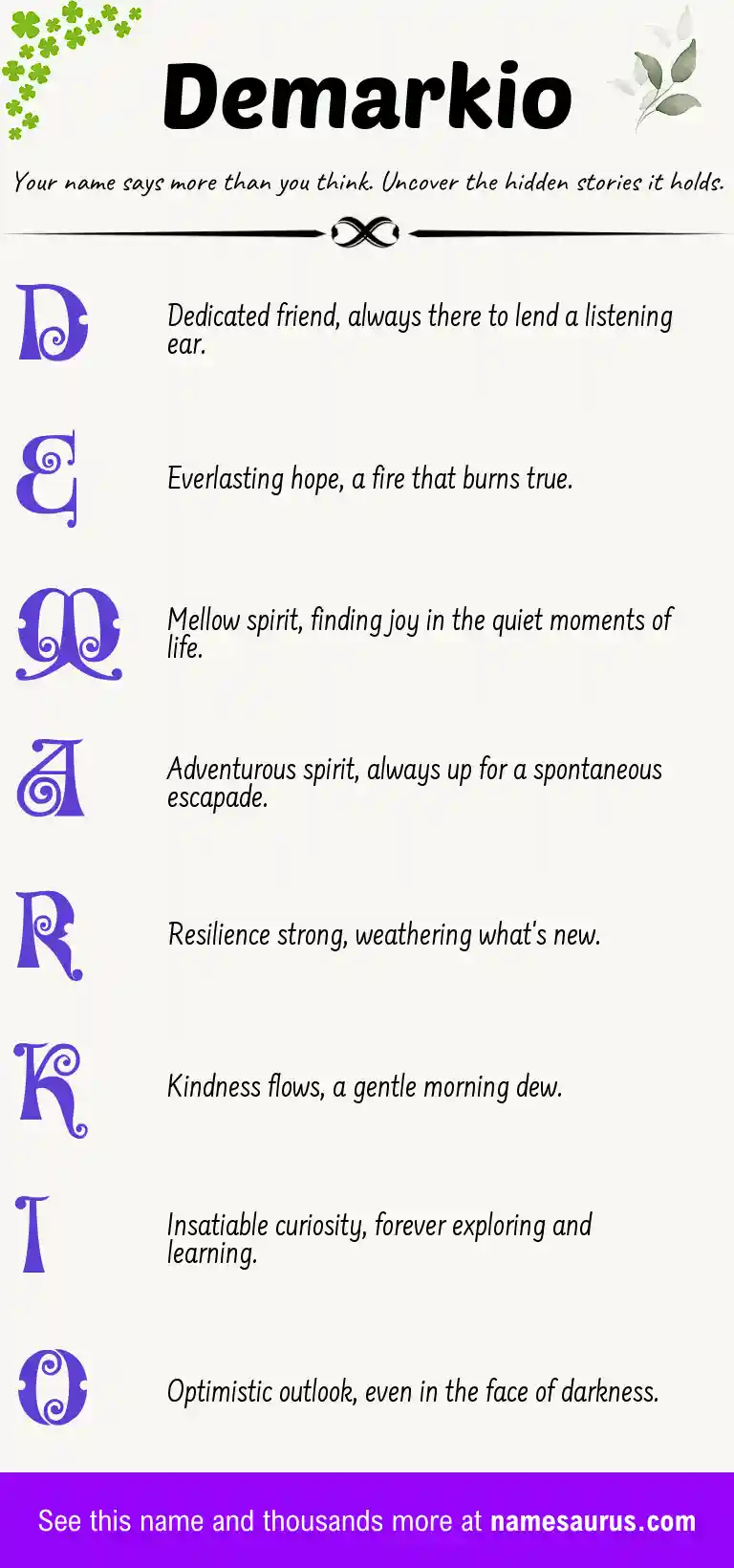 Acrostic poem about Demarkio.