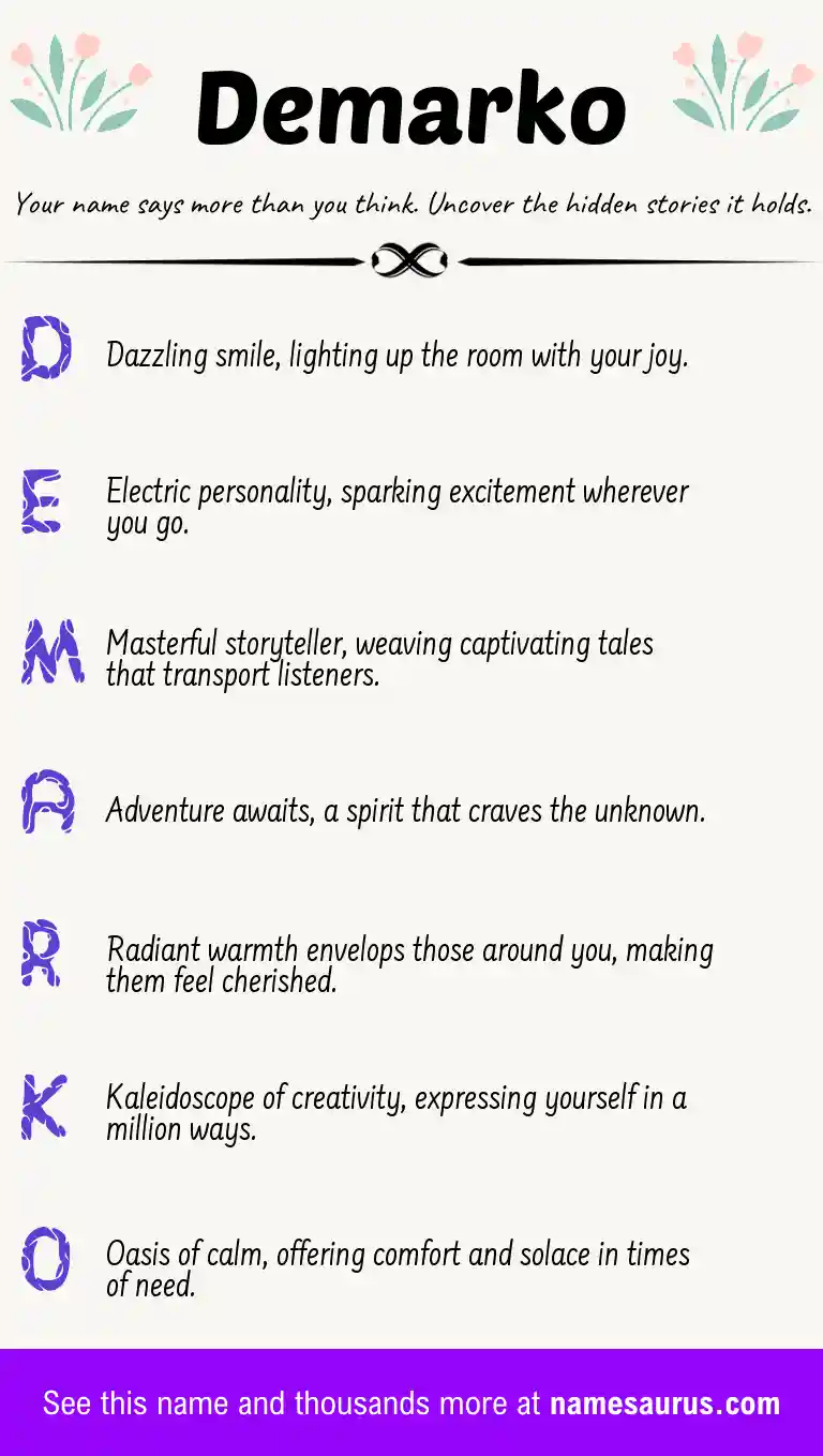 Acrostic poem about Demarko.