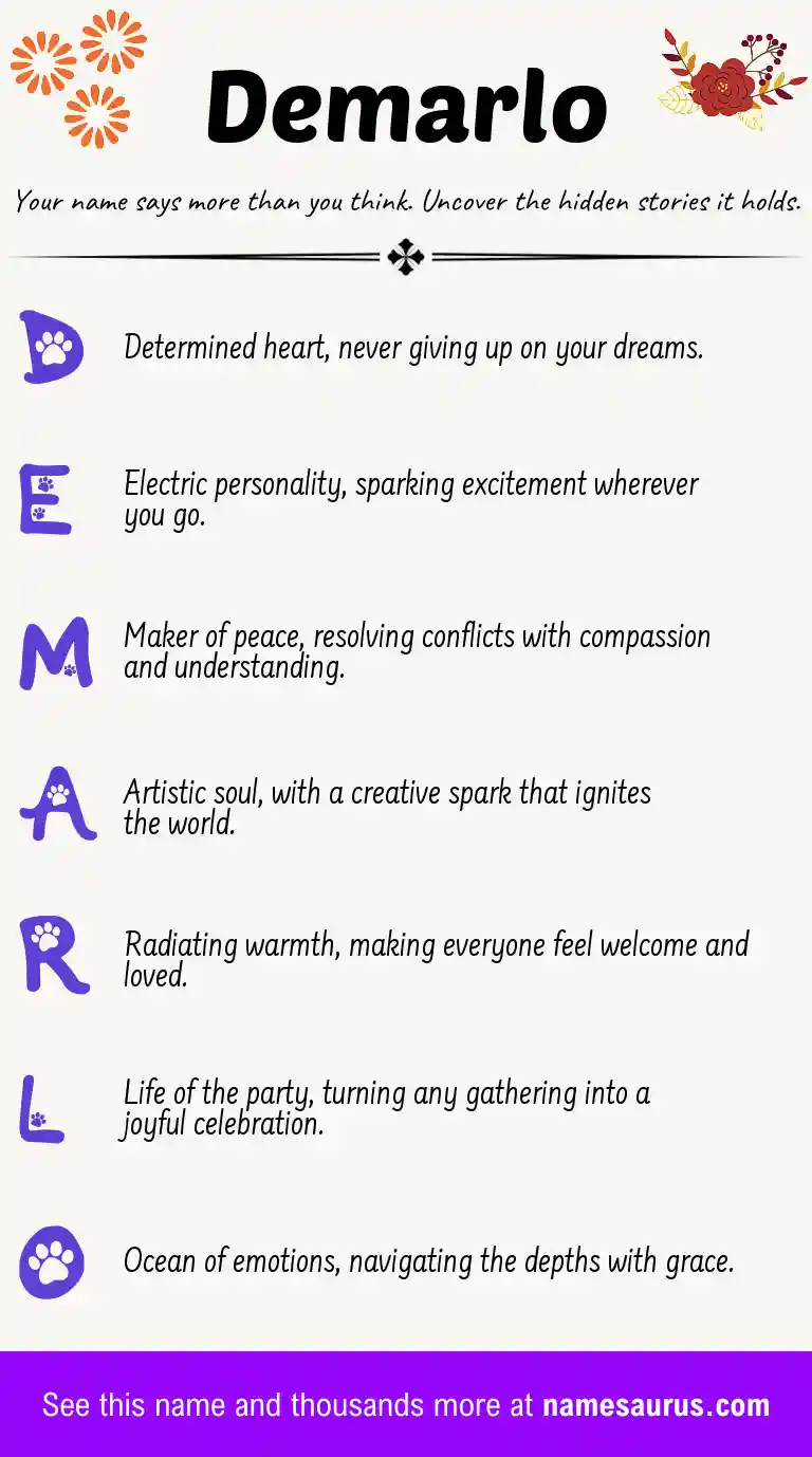 Acrostic poem about Demarlo.