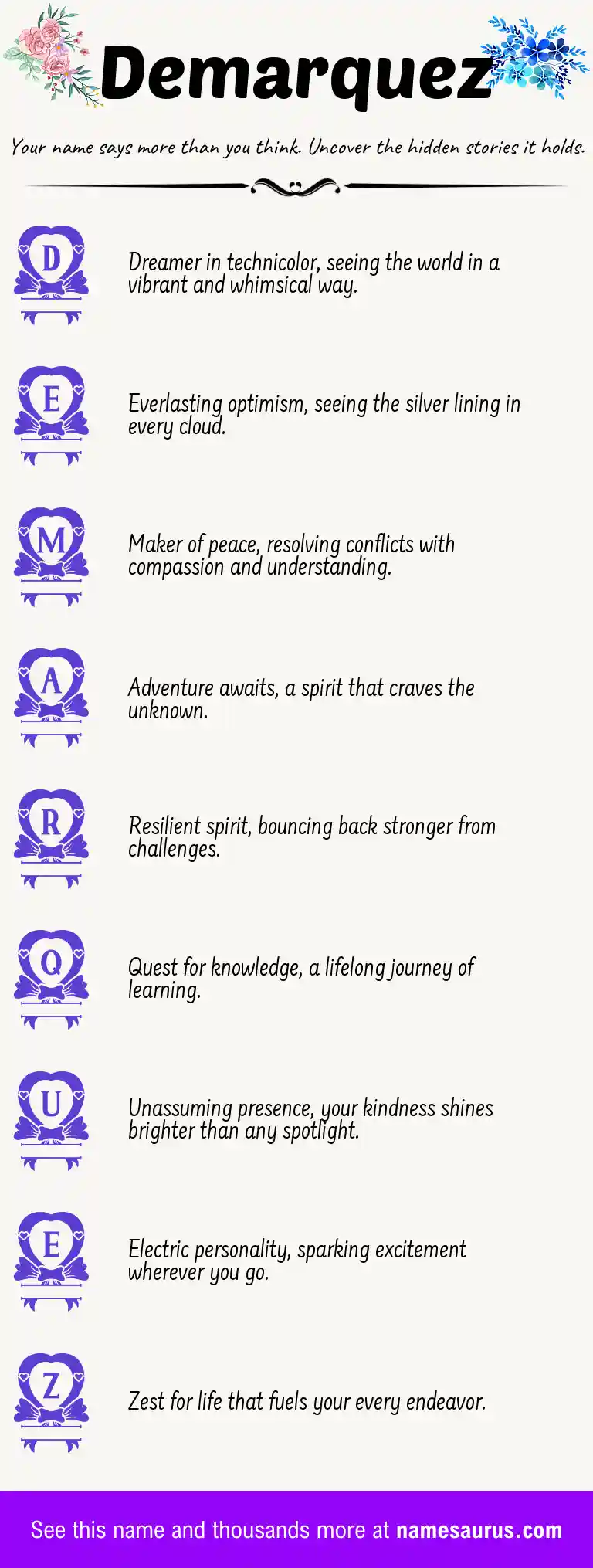 Acrostic poem about Demarquez.
