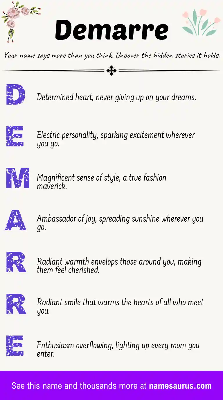 Acrostic poem about Demarre.