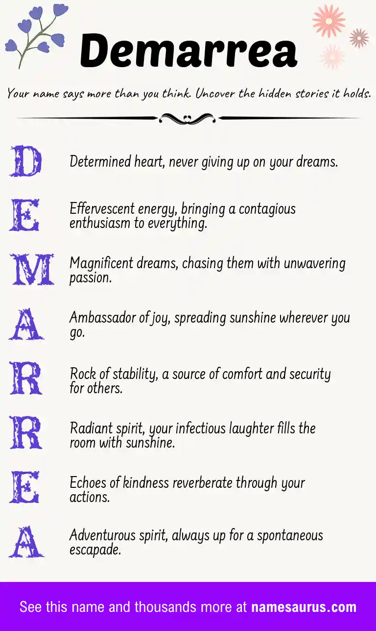 Acrostic poem about Demarrea.