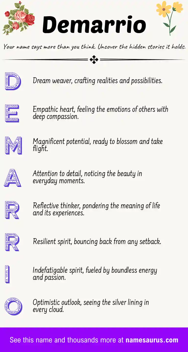 Acrostic poem about Demarrio.