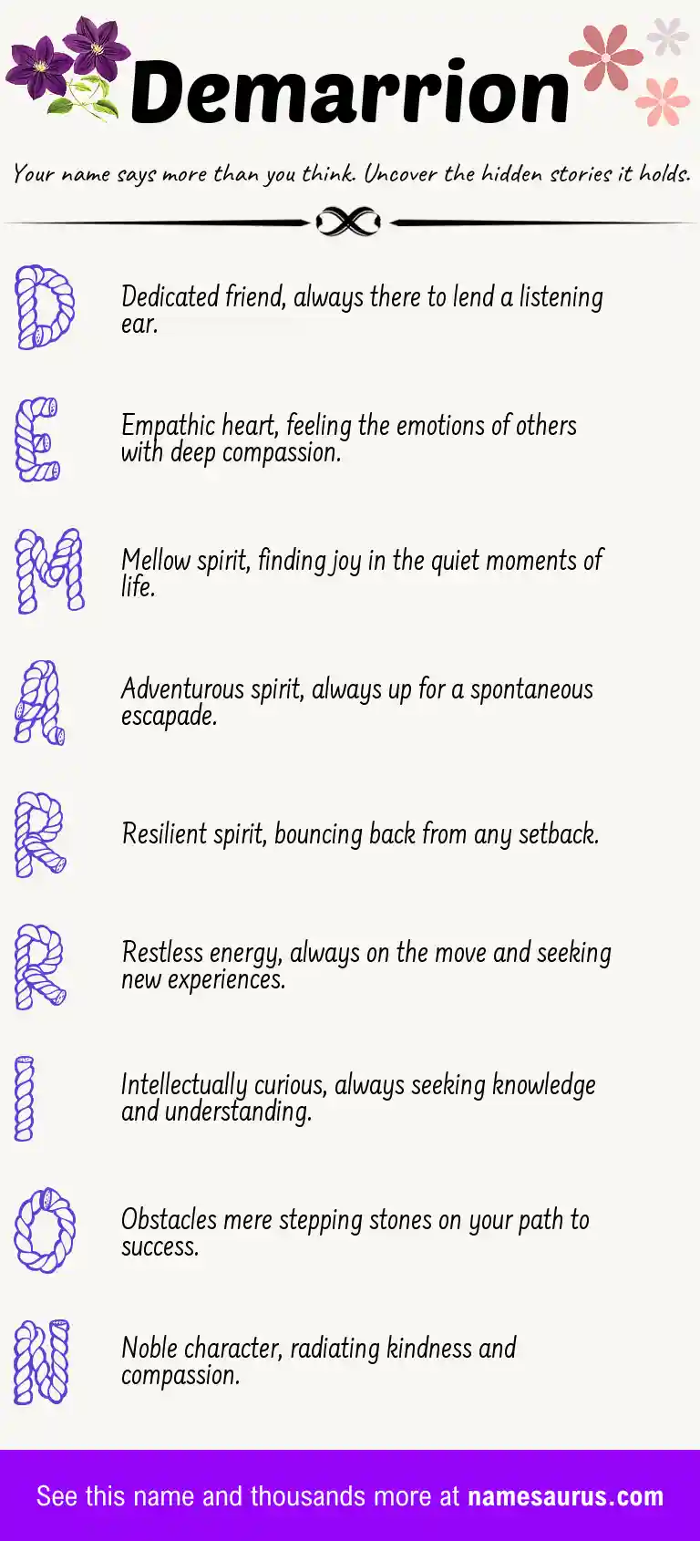 Acrostic poem about Demarrion.