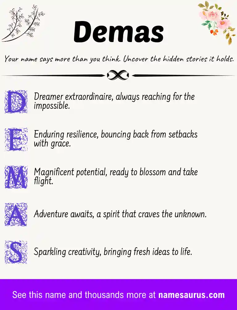 Acrostic poem about Demas.
