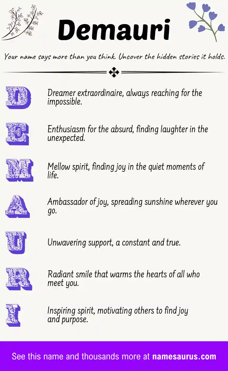 Acrostic poem about Demauri.
