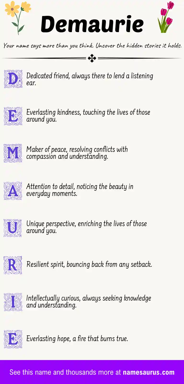 Acrostic poem about Demaurie.