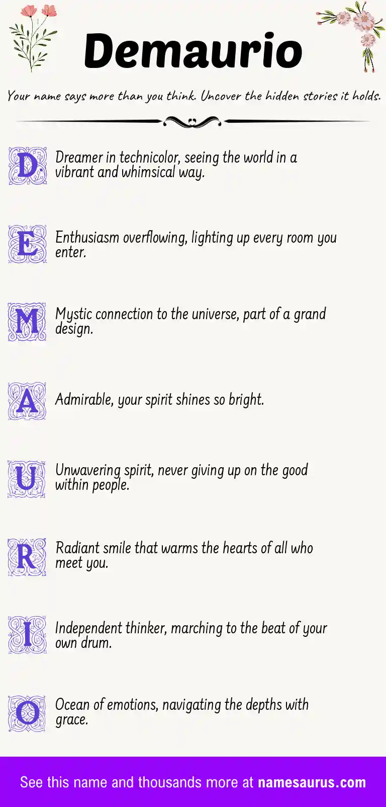 Acrostic poem about Demaurio.