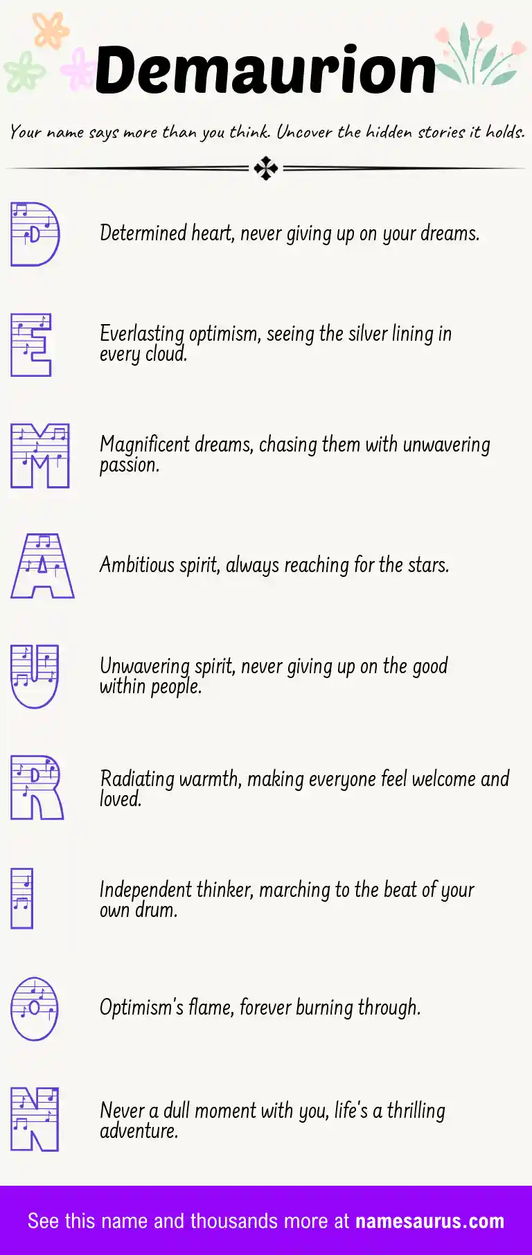 Acrostic poem about Demaurion.