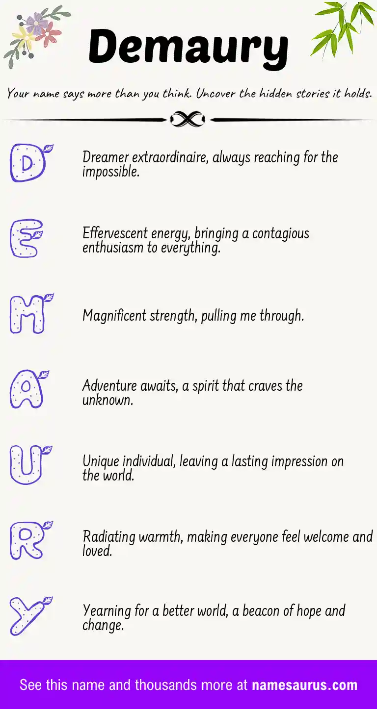 Acrostic poem about Demaury.