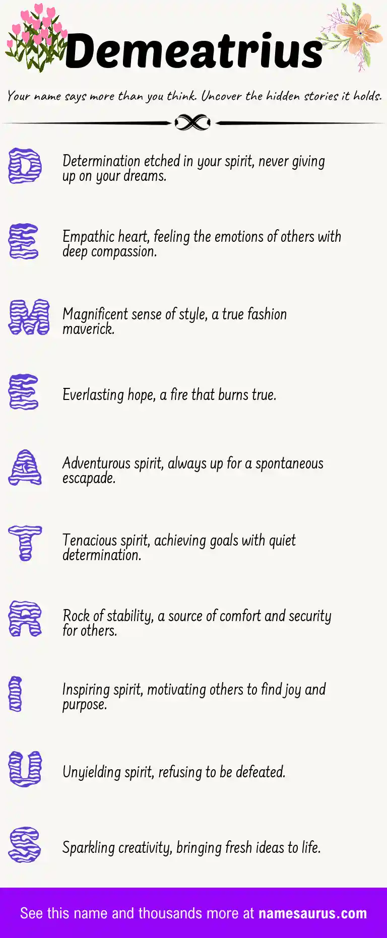 Acrostic poem about Demeatrius.